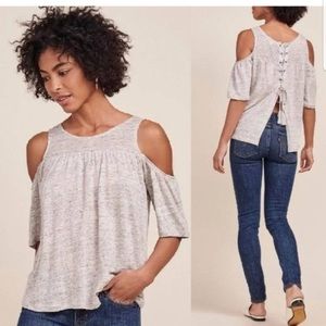 BB Dakota cold shoulder lace-up top